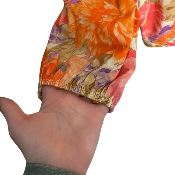 Zara Floral Bubble Crop Top Small - Picture 5 of 6